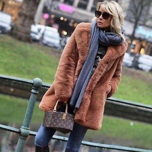Zara faux teddy fur coat